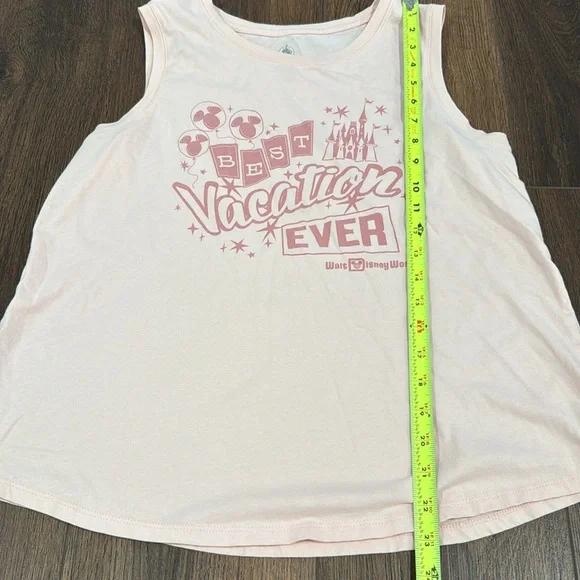 Disney World Best Vacation Ever Tank Top Pink Peach Castle Sleeveless Flowy - Picture 4 of 6
